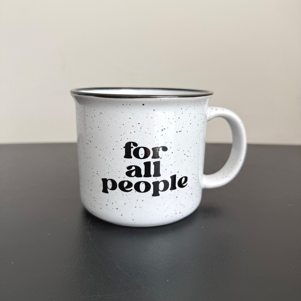 Coffee Mug Adult Medium White Speckled Campfire For All People